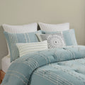 3 Piece Cotton Jacquard Comforter Set Aqua Full Queen Queen Aqua Cotton