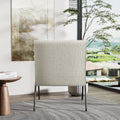Fx P91 Wt Sofa Chair Modern White Accent Chair With Metal Frame Stylish Upholstered Single Sofa, Perfect For Living Room, Bedroom, And Office Decor Temu Suitable White Linen