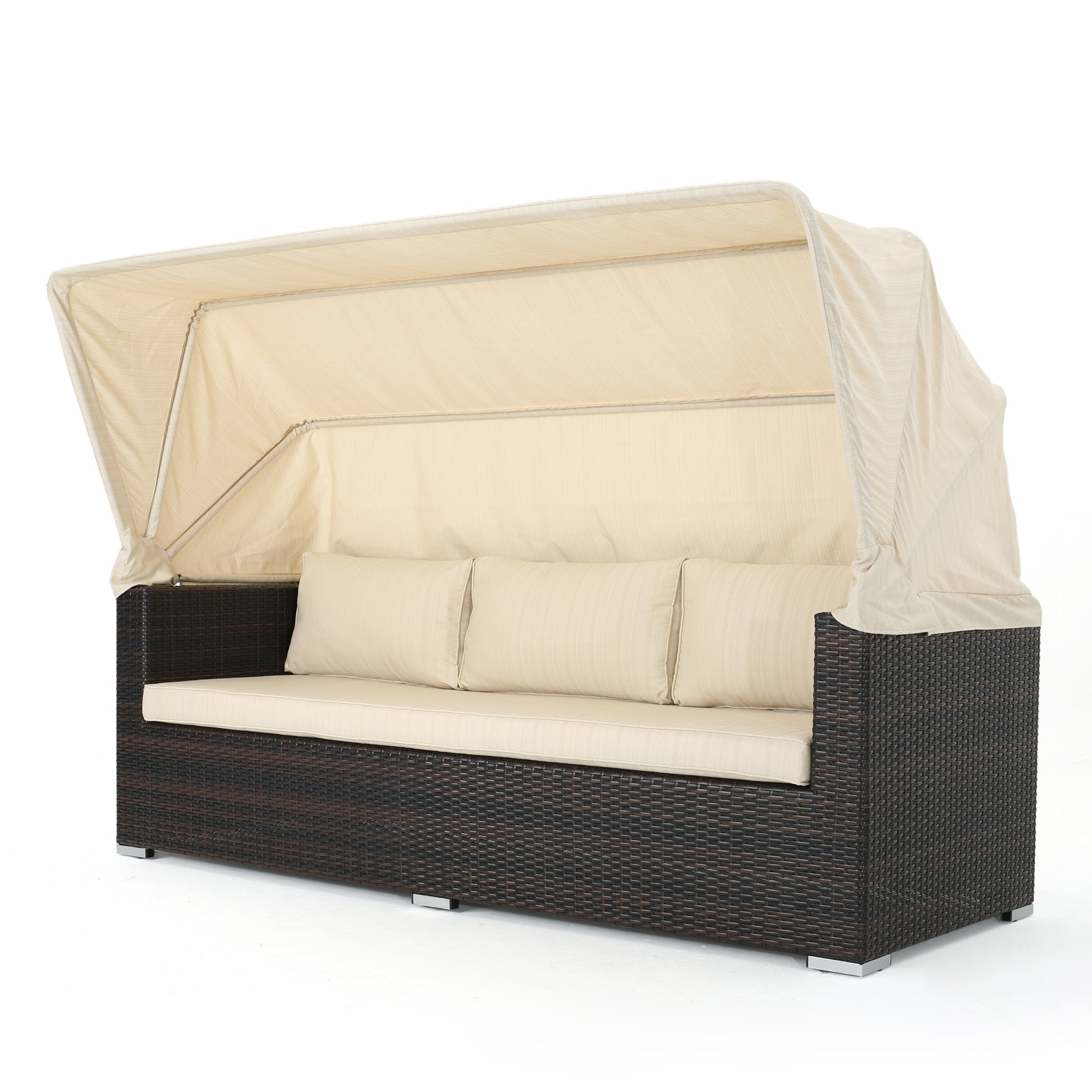 Glaros Sofa Set With Canopy Brown Beige Brown Pe Rattan Iron