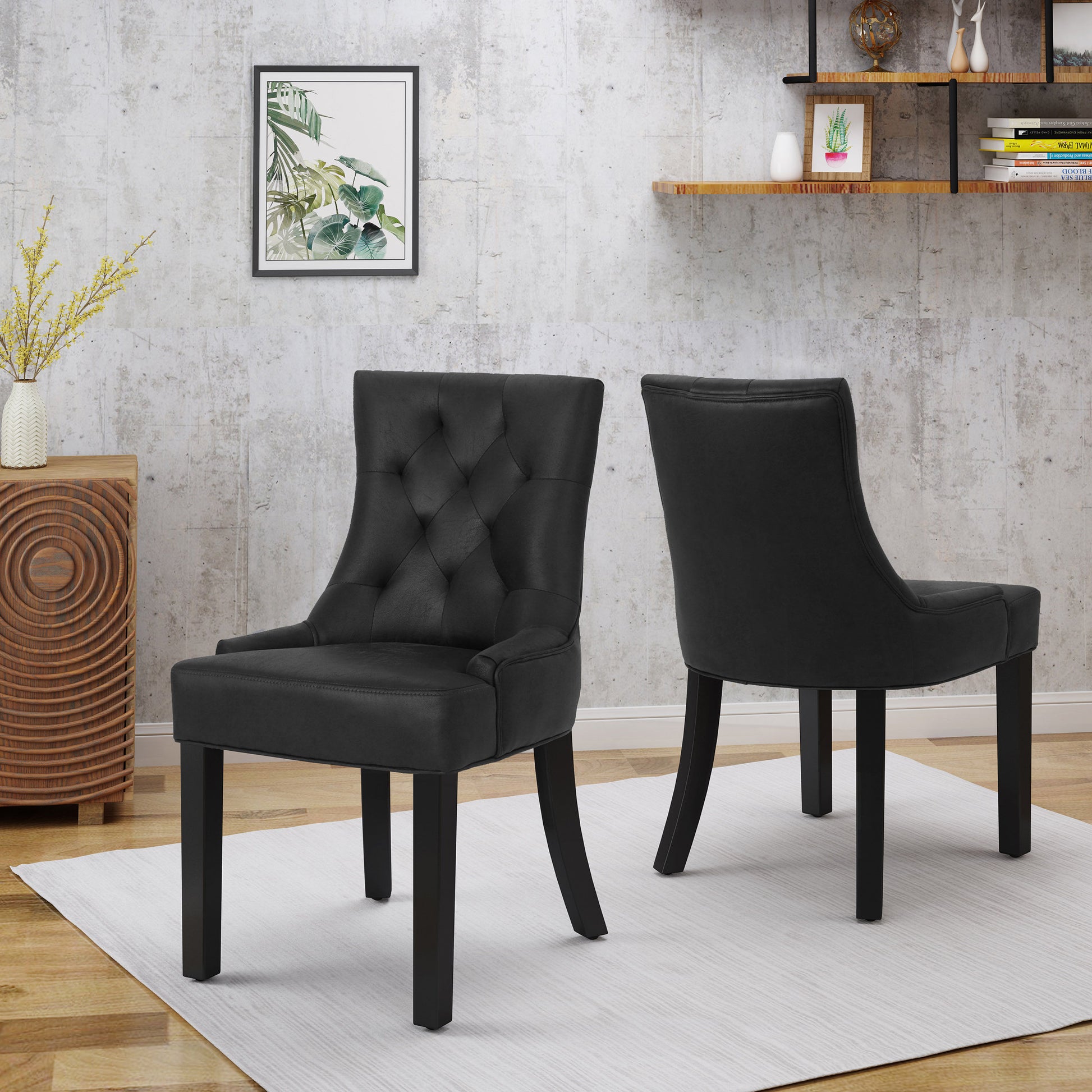 Cheney Dining Chair Kd Mp2 Set Of 2 Black Microfiber