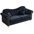 82.68'' Mid Century Modern Velvet Couch Chesterfield Sofa For Living Room,Hotel,Guest Room,Waiting Room, Black Color Black Velvet Wood Primary Living Space Medium Soft Tufted Back Modern Rolled Arms