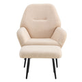 Light Luxury Single Sofa Modern Simple Living Room Balcony Leisure Sofa Chair,Beige Beige Sherpa 1 Seat