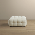 Morrison Ottoman Cream Boucle White Wood Solid White Mid Century Modern Square Foam Tufted Boucle,Solid Wood