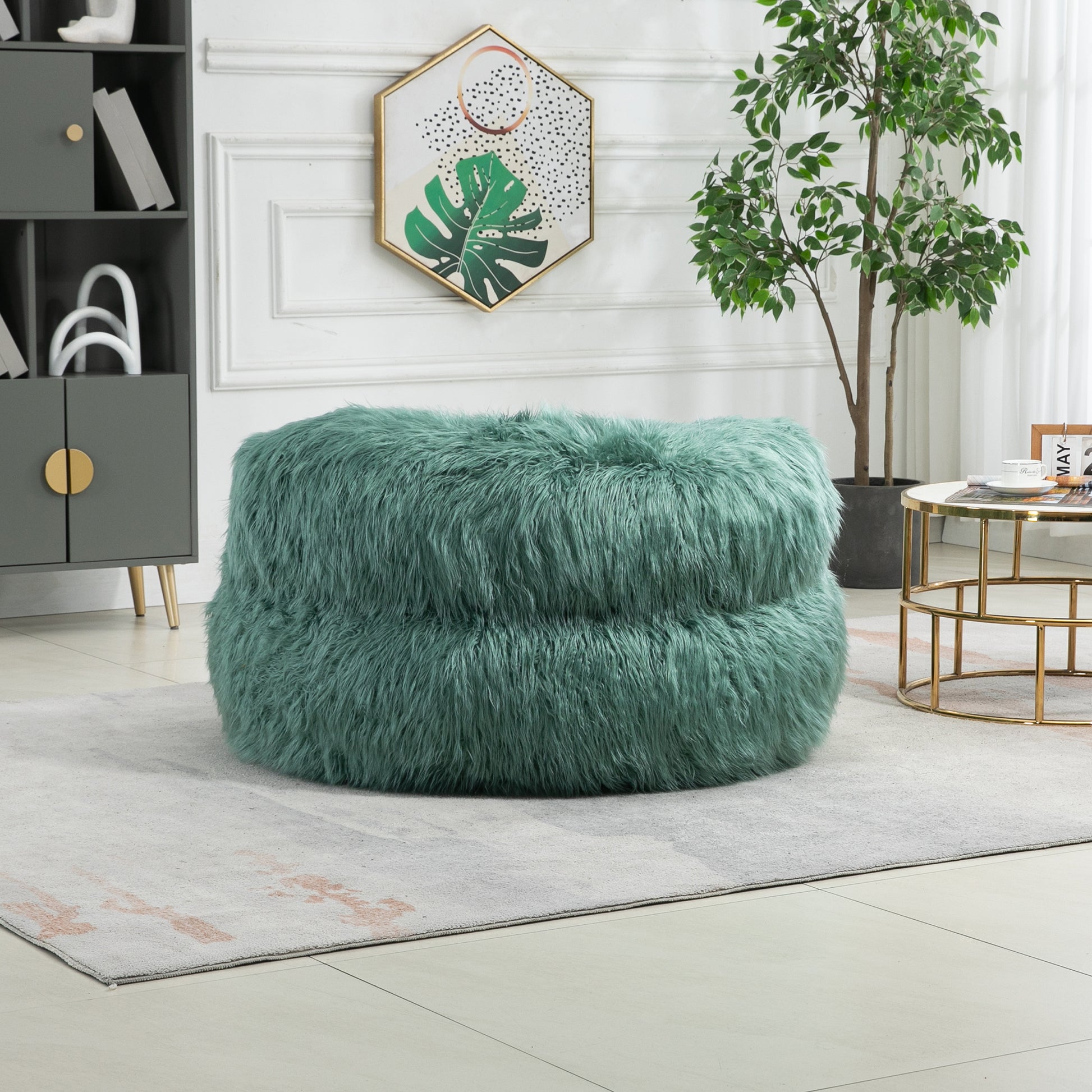 Coolmore Bean Bag Chair, Floor Sofa With Handle,Accent Sofa Chair With Ottoman For Gaming Reading Relaxing Mint Green Mint Green Plush