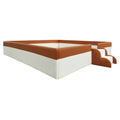 King Size Upholstered Daybed Frame With Fence And Stairs, Brown White King Brown White Mdf Lvl