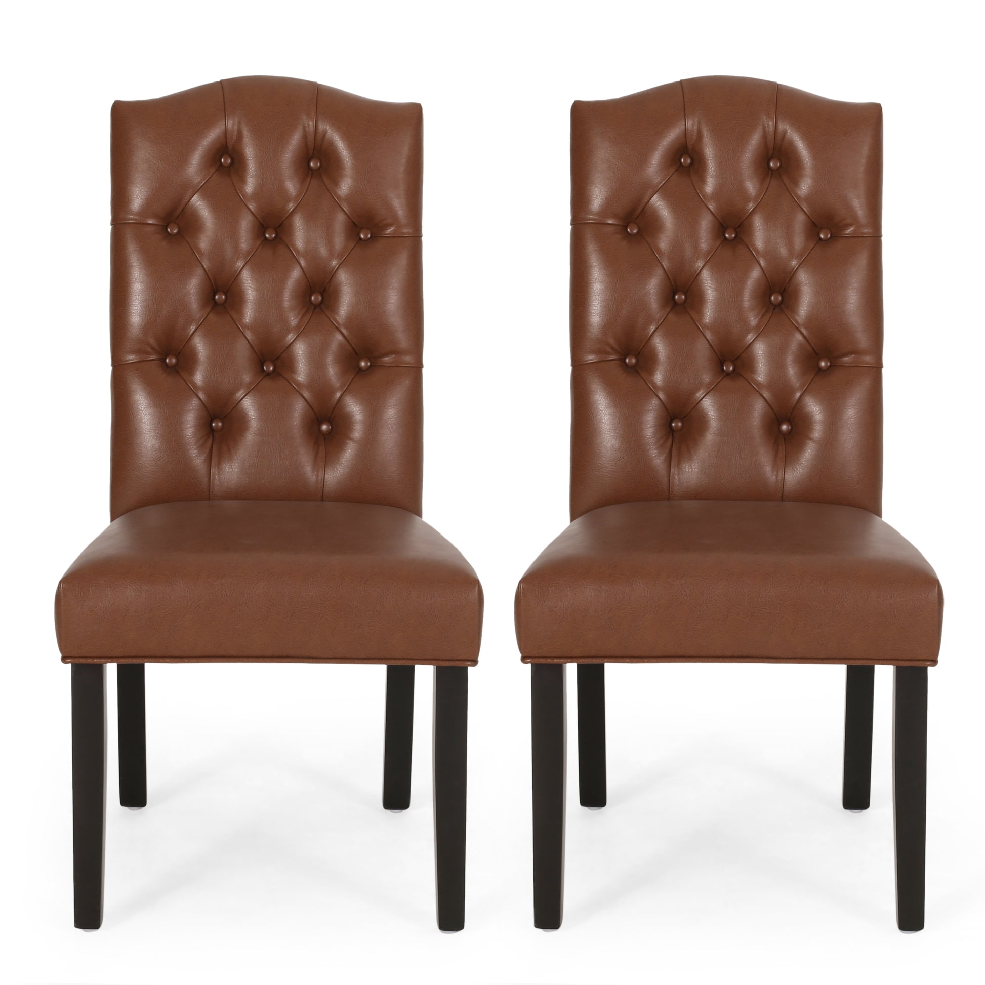 Harriet Kd Tufted Dining Light Brown Pu Leather