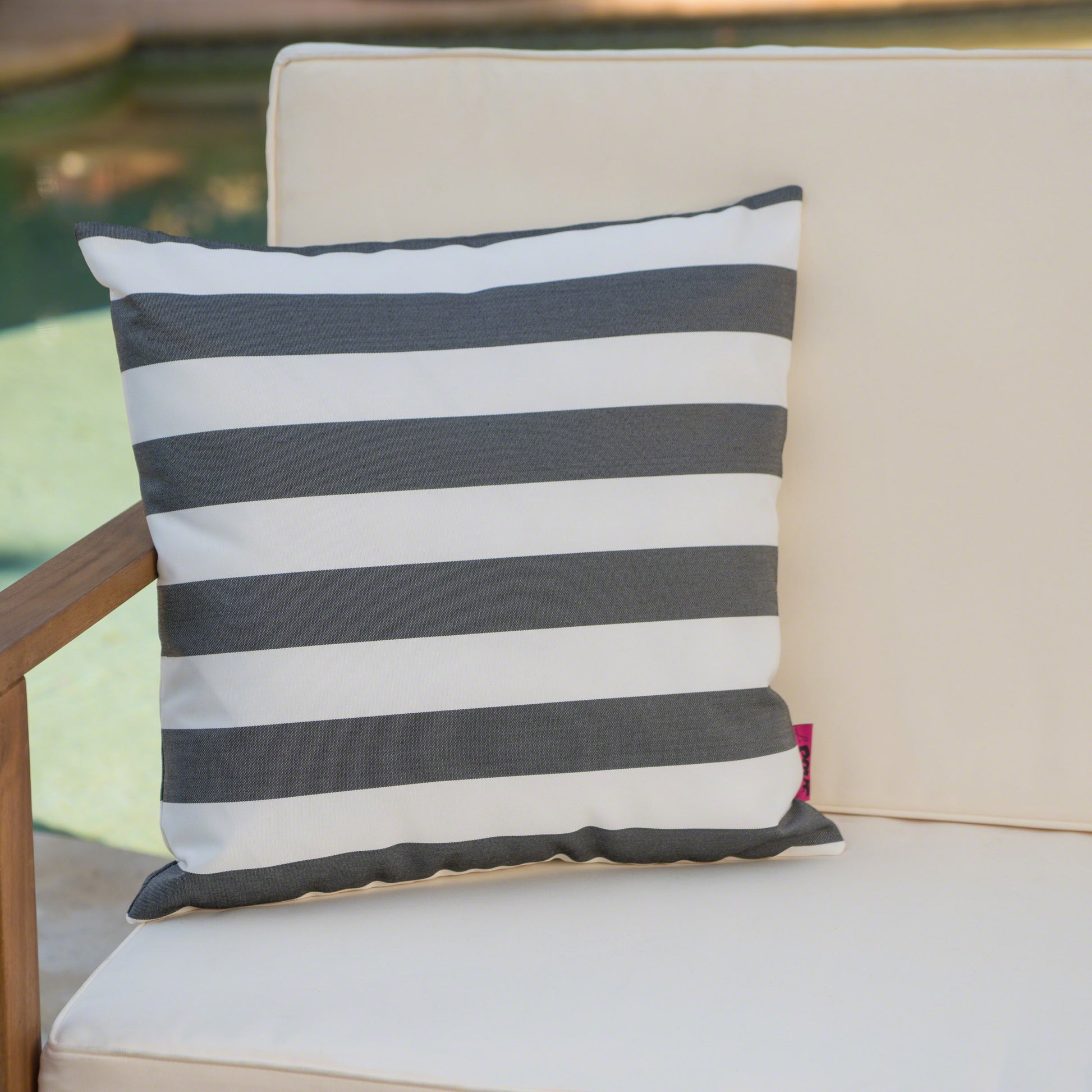 Coronado Stripe Square Pillow Set Of 2 Black Fabric