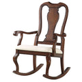 Beige And Cherry Queen Anne Back Rocking Chair Solid Beige Primary Living Space Foam Rocking Chairs Rubberwood Solid Back Wood Fabric