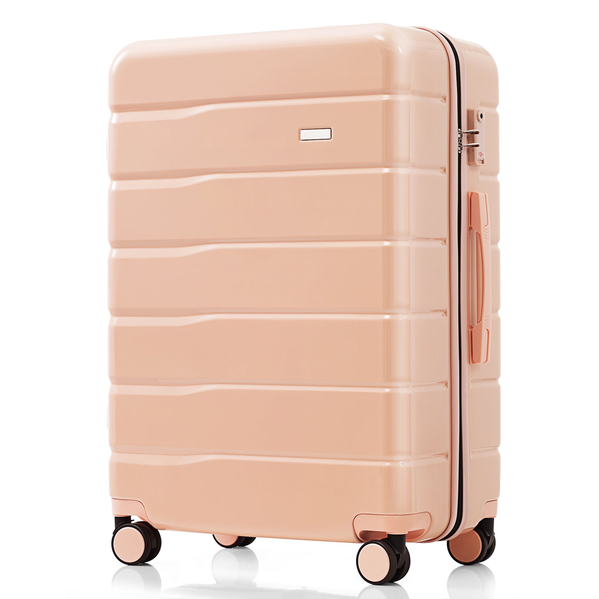 Premium Abs Travel Luggage Set3 Piece Tsa Lock Suitcase Group With 20, 24, And 28 Inch Sizes With 360 Spinner Wheels, Pink Pink Abs