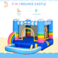 Outsunny Inflatable Bounce House For Kids 2 In 1 Jumping Castle For Indoor Outdoor Party With Trampoline, Pool, Carry Bag & Air Blower Multi Oxford Fabric