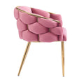 Luxury Handmade Accent Chair With Gold Legs, Modern Velvet Armchair For Living Room And Bedroom Pink Foam Velvet