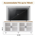 Farmhouse Tv Stand With Solid Wood Gourd Shaped Legs For Tvs Up To 70