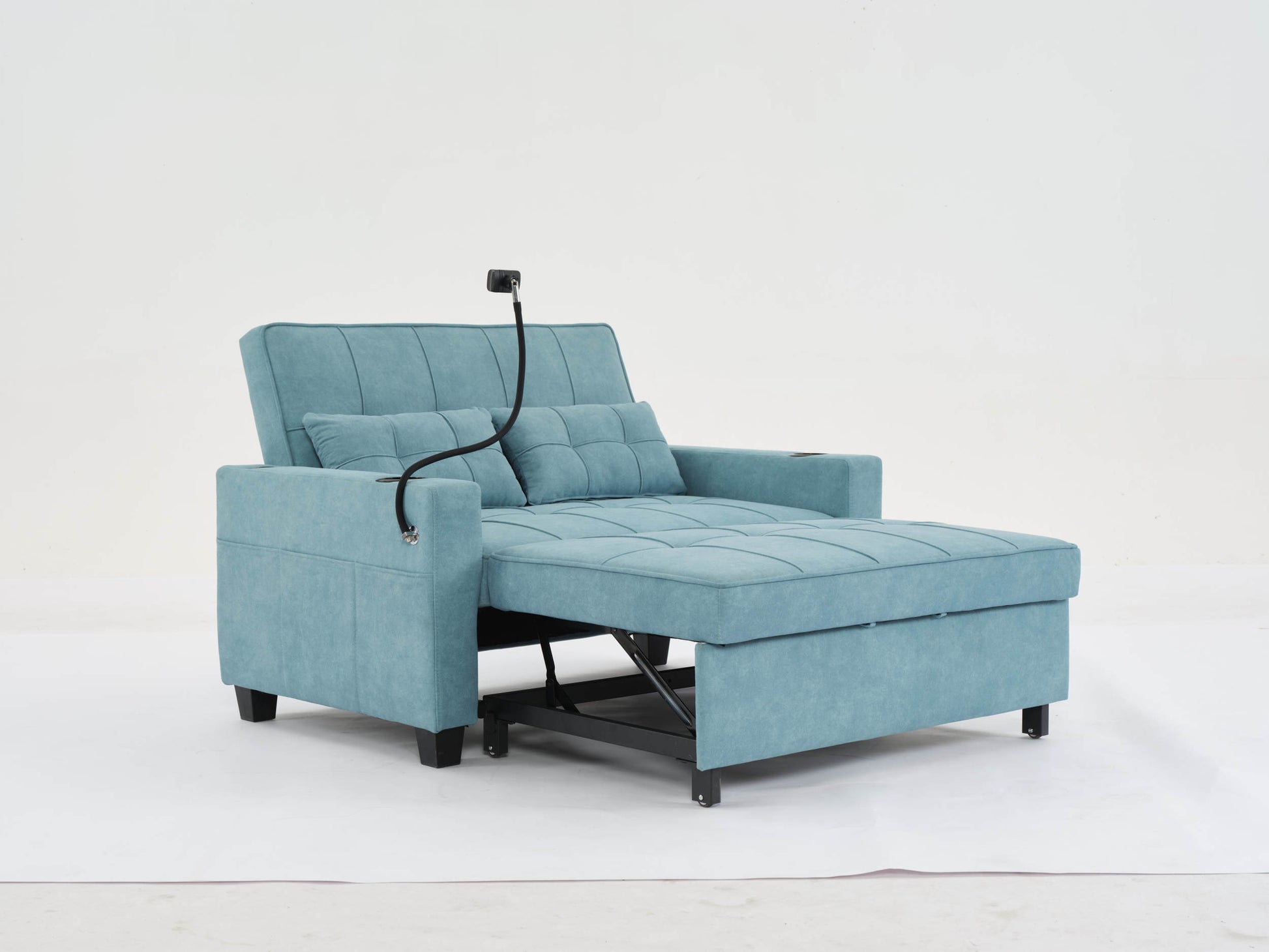 Futon Chair Bed Convertible Chair 3 In 1 Pull Out Sleeper Chair Beds With Usb Ports,Wear Resistant And Anti Scratch, Armchair Bed Sleeper For Living Room Green Tech Cloth Green Foam Tech Cloth 2 Seat