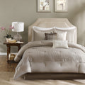 7 Piece Polyester Charmeuse Comforter Set Taupe King King Taupe Polyester