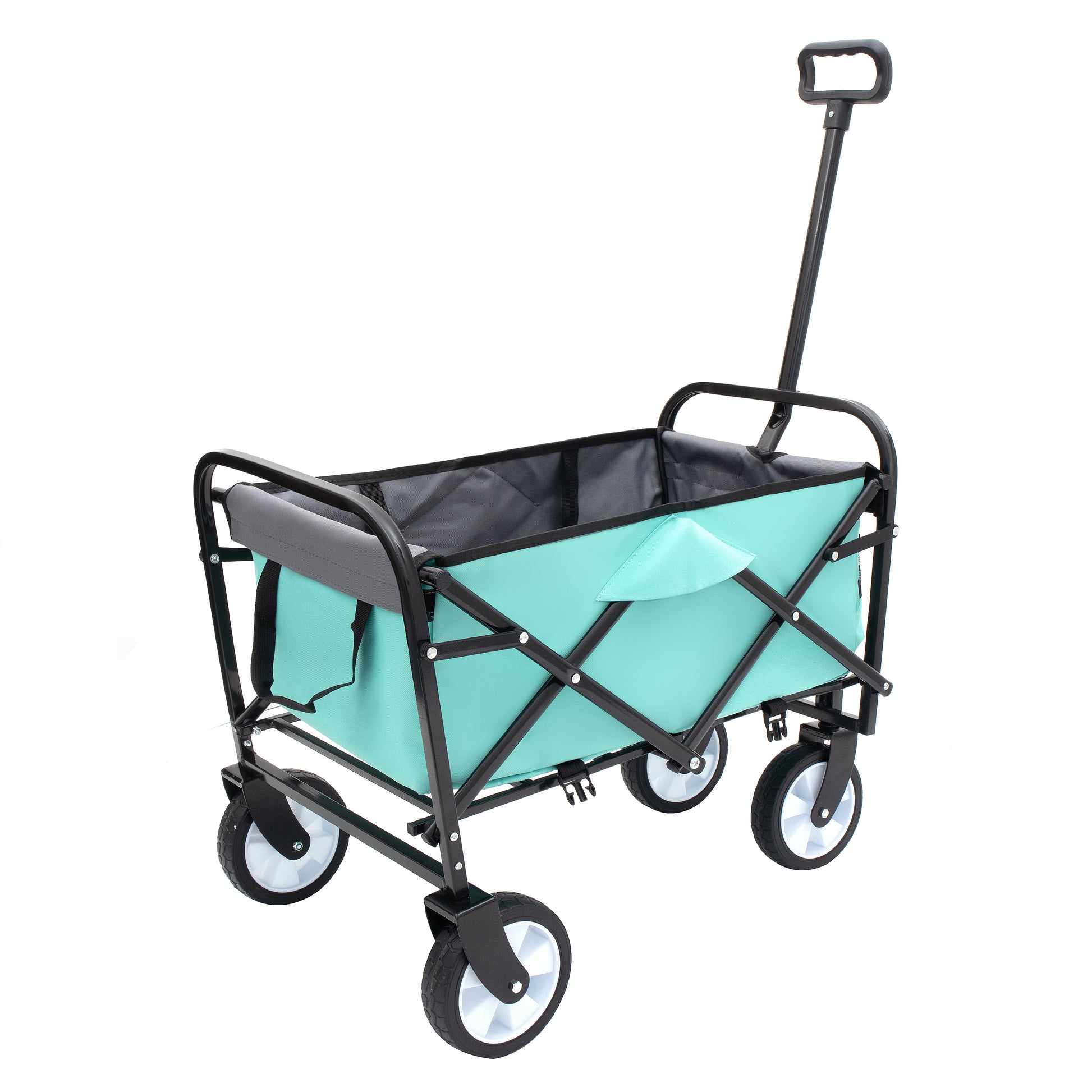 Minimeetall Strap Collapsible Foldable Wagon Cart With Strapping System, Beach Wagonutility Cartutility Wagon Grocery Cart For Camping Shopping Sports Gardeing Fishing Supports 225Lbs Green Green