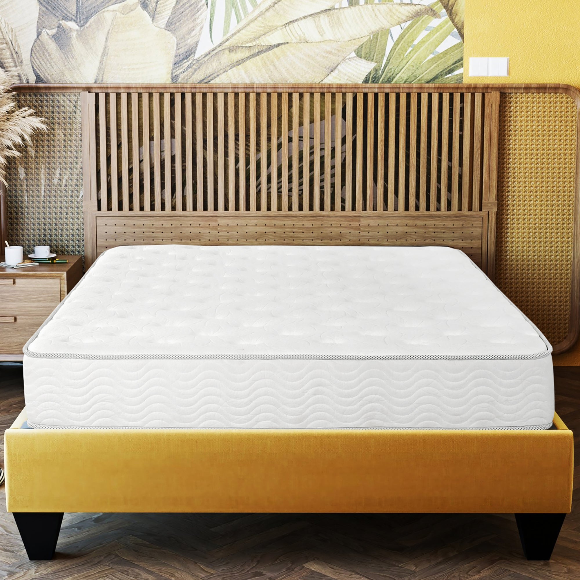 Premium 9 In. Medium Pocket Spring Mattress Full Size, White White Bedroom Contemporary Foam Polyester Full