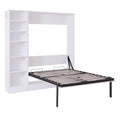 Full Size Murphy Bed Wall Bed With Sofa,With Shelves,White Full White Plywood