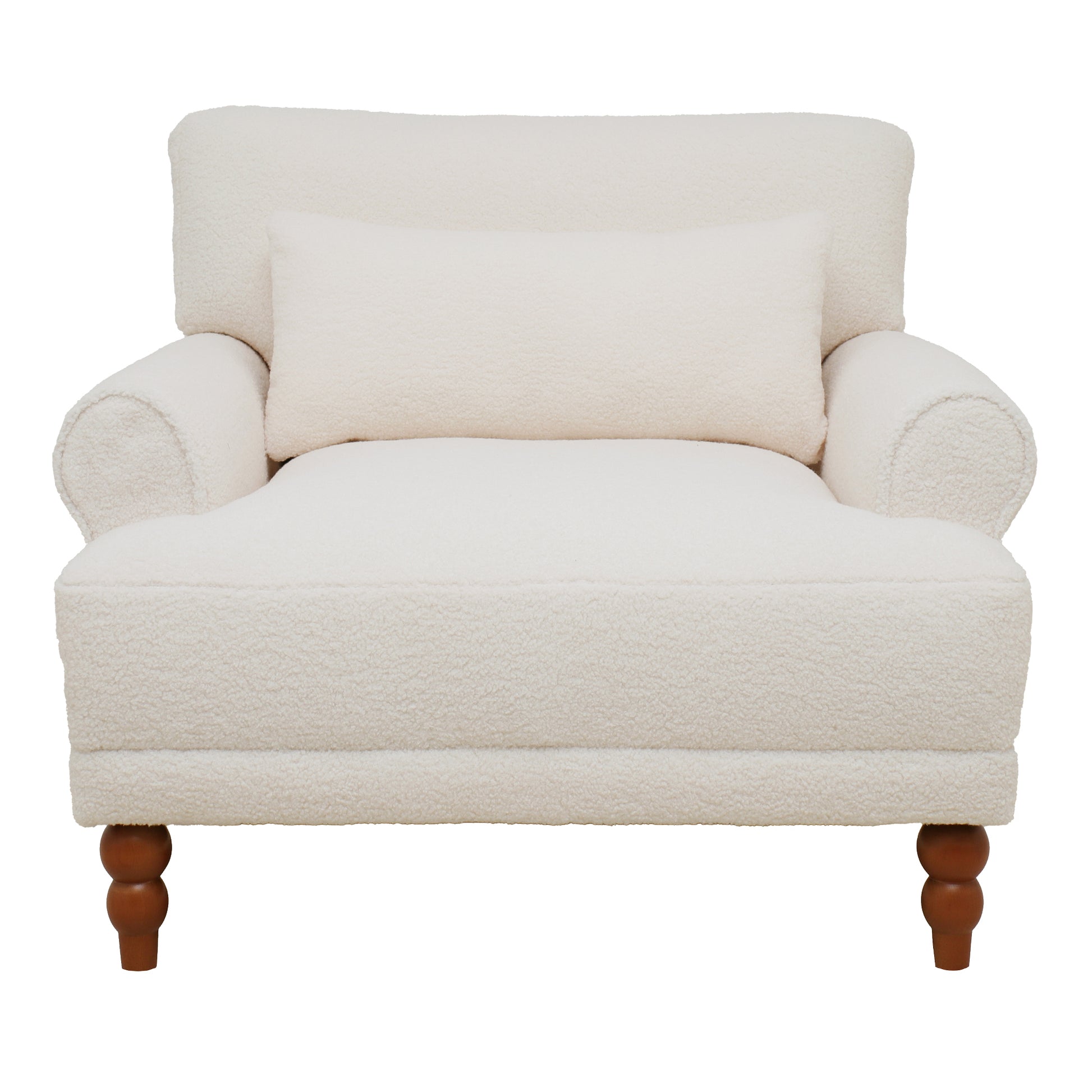 Mirod Elegant Circular Armrests, Ergonomic Lumbar Support, Vintage Roman Column Legs, Luxurious Large Size, Enhances Living Room Aesthetics, For Living Room,Bedroom And Study Beige Boucle