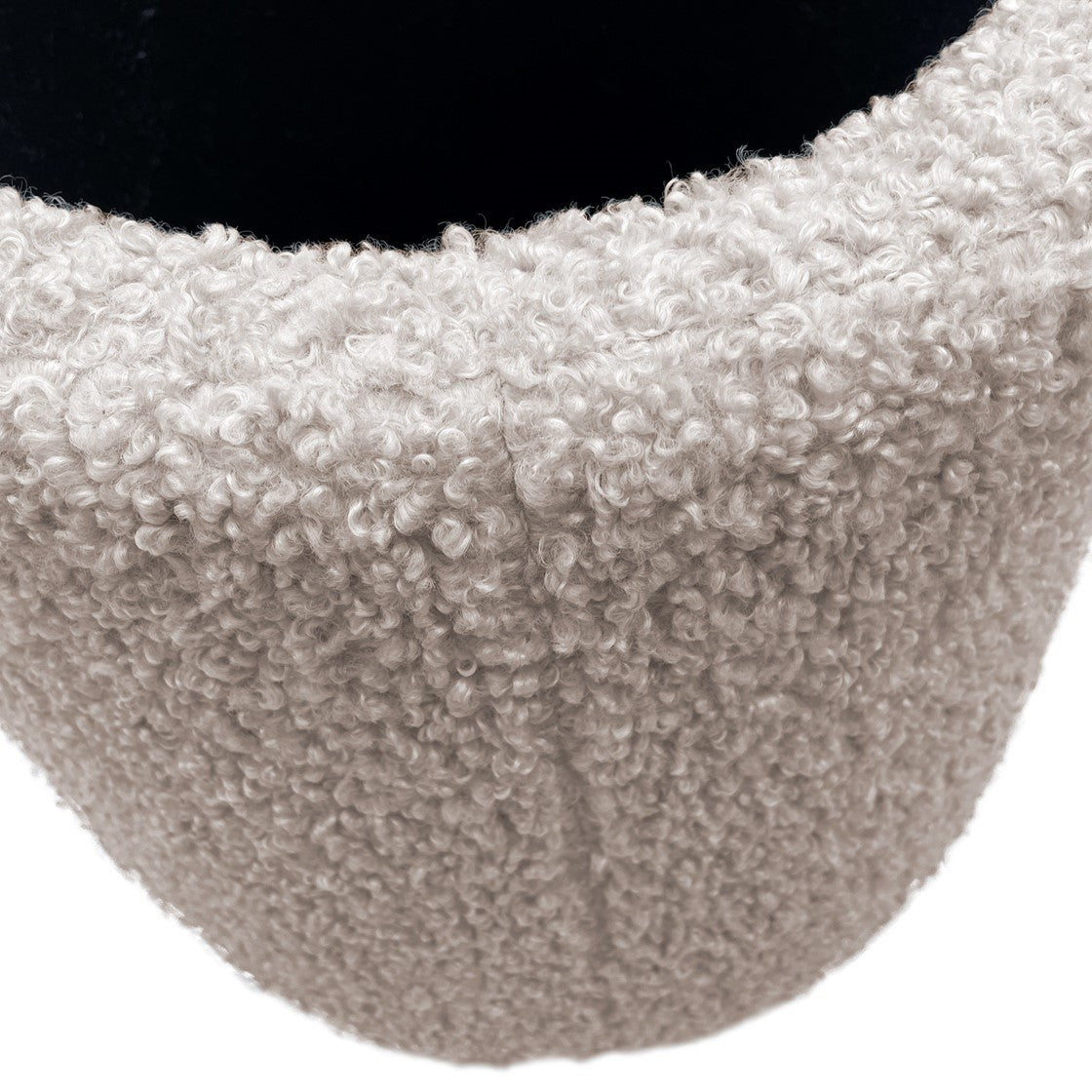 Round Storage Ottoman Beige Upholstered