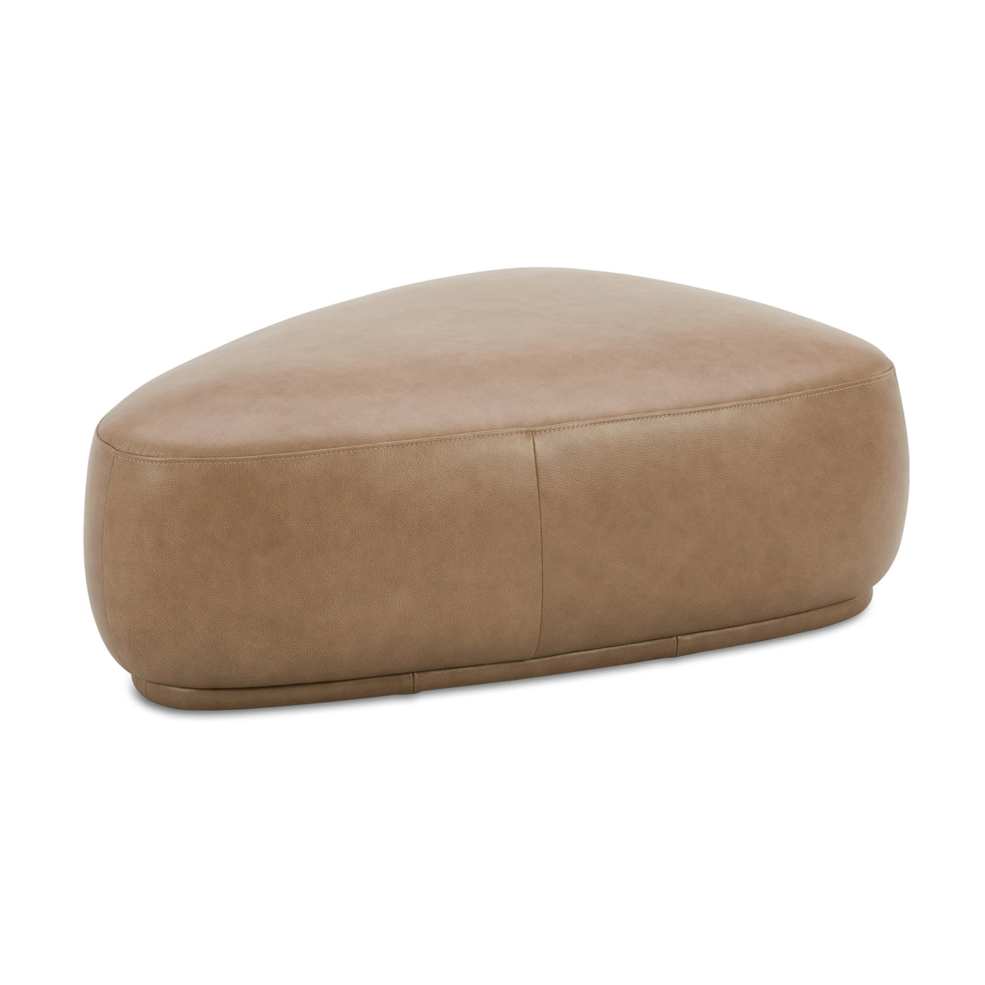 Pebble 44" Rounded Triangle Cocktail Ottoman, Tuscan Tan Brown Top Grain Leather Tan Brown Foam Leather