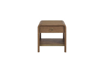 Waterfall End Table Latte Light Brown Solid Wood Mdf