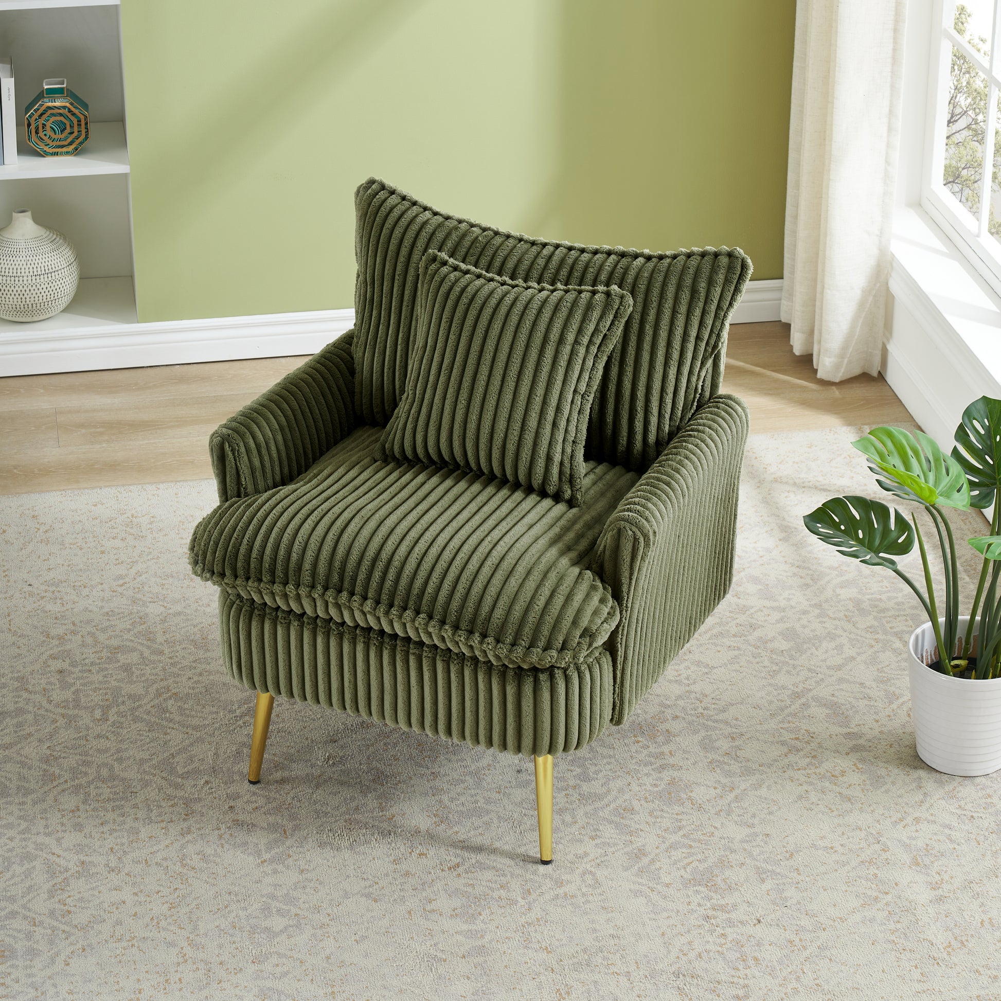 24003 Seat Office, Home, Children'S Use, Princess Chair, Leisure Chair Green Corduroy