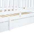 Twin Size Wood Daybed With Fence Guardrails And 2 Drawers, Split Into Independent Floor Bed & Daybed, White Old Sku :Lp000881Aak Twin White Solid Wood Mdf