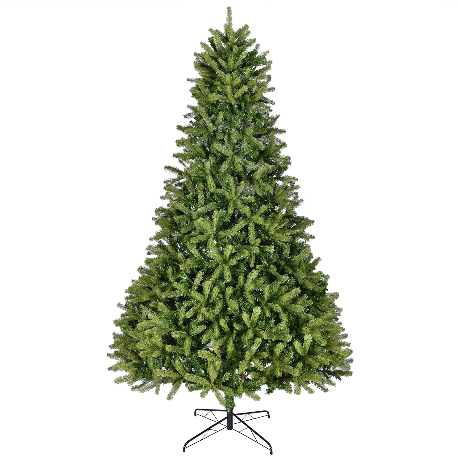 9Ft Artificial Christmas Tree With 2576 Pe&Pvc Mixed Branch Tips, Unlit Hinged Premium Spruce Fake Xmas Trees, Holiday Decoration, Easy Assembly, Foldable Metal Stand, Green Green Pvc