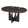 Modern 5 Piece Extendable Round Dining Table Set With 16.2Inch Removable Leaf For Small Places, Espresso Gray Wood Dining Room Solid Wood Rubberwood Round Dining Table With Chair Upholstered Chair Wood Espresso Seats 4 Removable Leaf Contemporary Round