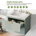 Modern 24 Inch Wall Mounted Bathroom Vanity With 2 Drawers, Green Ideal For Small Bathrooms Green Bathroom Mdf