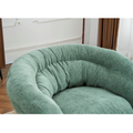 Comfy Chenille Upholstered 360 Swivel Club Chair Accent Chair With Removable Cushion, Round Office Chair With Black Metal Base, Cotton Material, Living Room, Bedroom, Reading Corner, Office Green