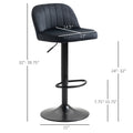 Homcom Adjustable Bar Stools Set Of 2, Velvet Counter Height Barstool, Upholstered Kitchen Stool With Swivel Seat, Steel Frame, Footrest For Kitchen Counter And Dining Room, Black Black Polyester