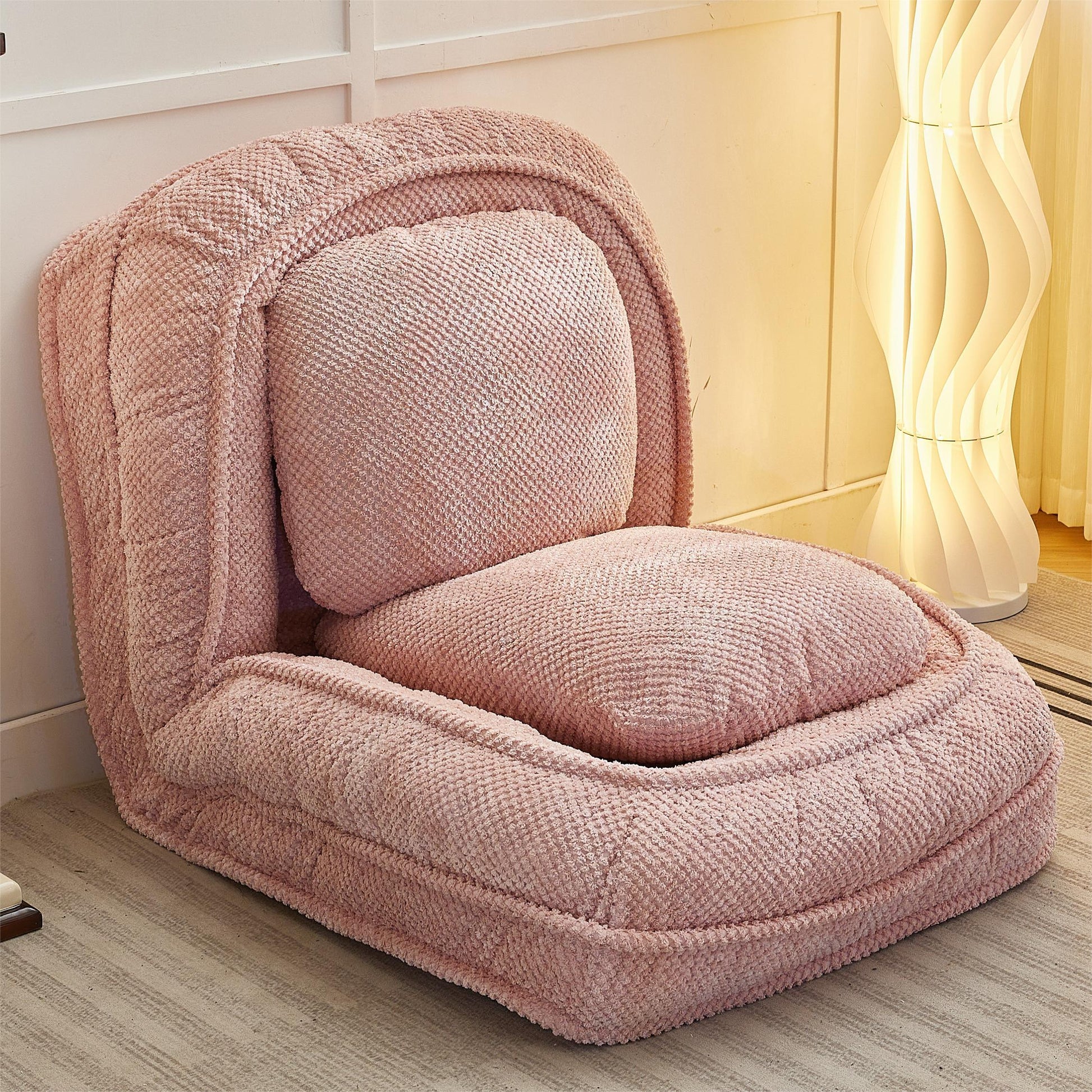 Human Dog Bed ,Lazy Sofa Couch ,5 Adjustable Position,Sit,Sleep,Fold,Suit To Put In Bedroom, Living Room ,Space Saving Design ,Pink Pink Polyester Metal Primary Living Space Medium Soft Cushion Back Modern Foam Polyester