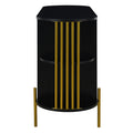 2 Door Elegant Curved Dining Cabinet With Gold Trim And Woven Rattan Doors For Dining Room Black Black Particle Board