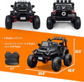 24V Ride On Car Truck With Remote Control, 2 Seater Kids Electric Car, Spring Suspension, 9Ah Battery Powered, 3 Speeds, Double Doors, Music Player Black 50 99 Lbs 5 To 8 Years Abs Rubber Steel Q235