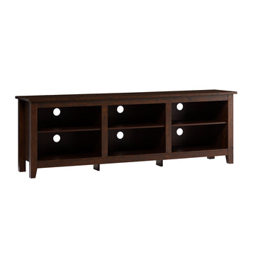 Modern Transitional 3 Shelf Open Storage 70" Tv Stand For 80" Tvs Brown Brown Mdf