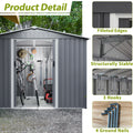 8X6 Ft Outdoor Tool Storage Shed With Metal Foundation & Lockable Doors, All Weather Metal Sheds For Garden, Patio, Backyard, Lawn, Gray Gray Metal