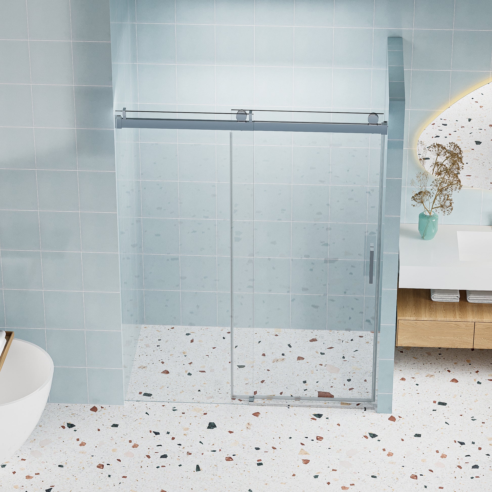 Shower Door Handle Only, 24D01P15 Bnx Brushed Nickel Stainless Steel