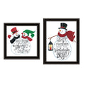 2 Piece Vignette Good Friends Snowman Black Framed Wall Art For Living Room, Bedroom Wall Art Print For Home Decor By Deb Strain Multicolor Wood Paper