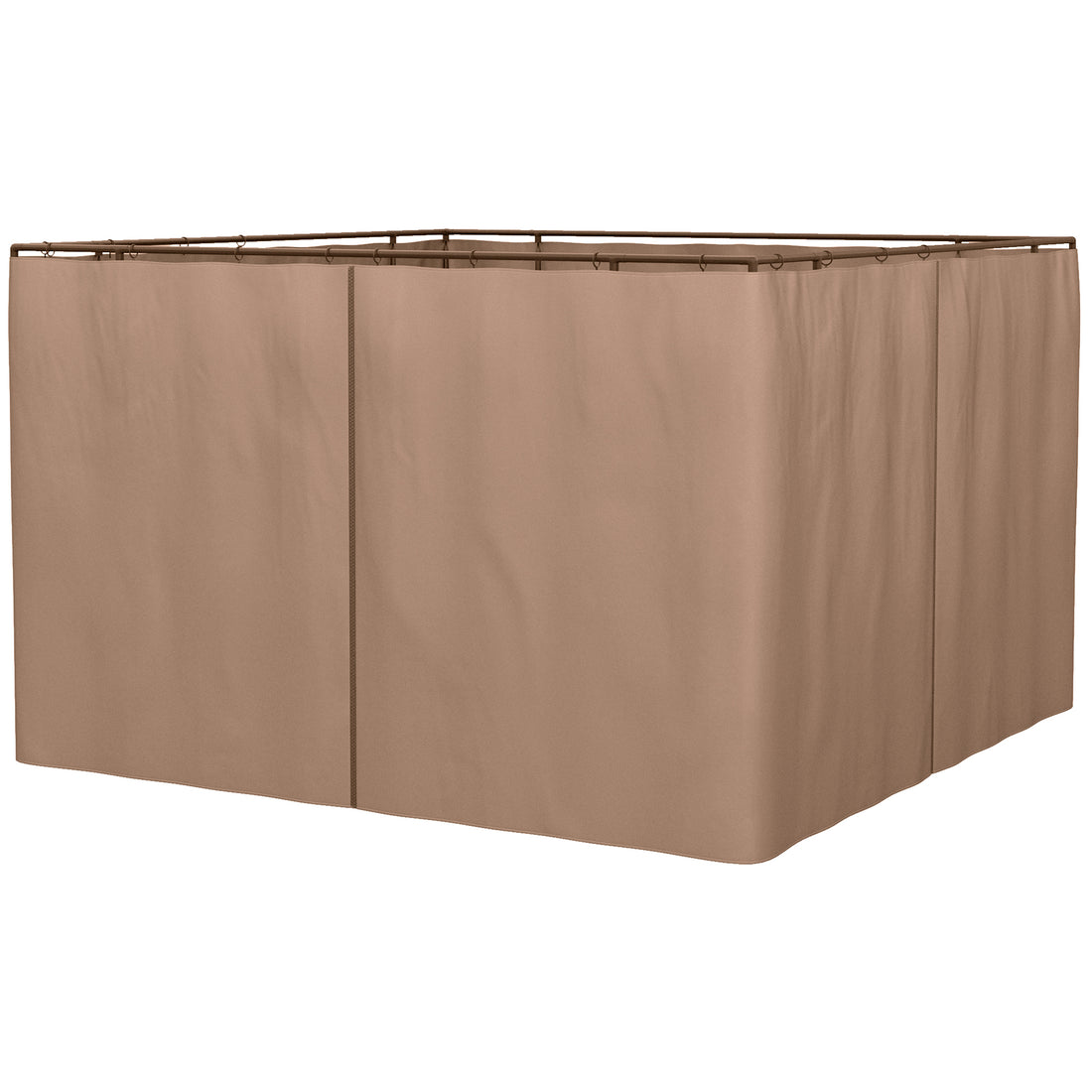 Outsunny 10' X 10' Universal Gazebo Sidewall Set With Panels, Hooks And C Rings Included For Pergolas And Cabanas, Brown Brown Polyester