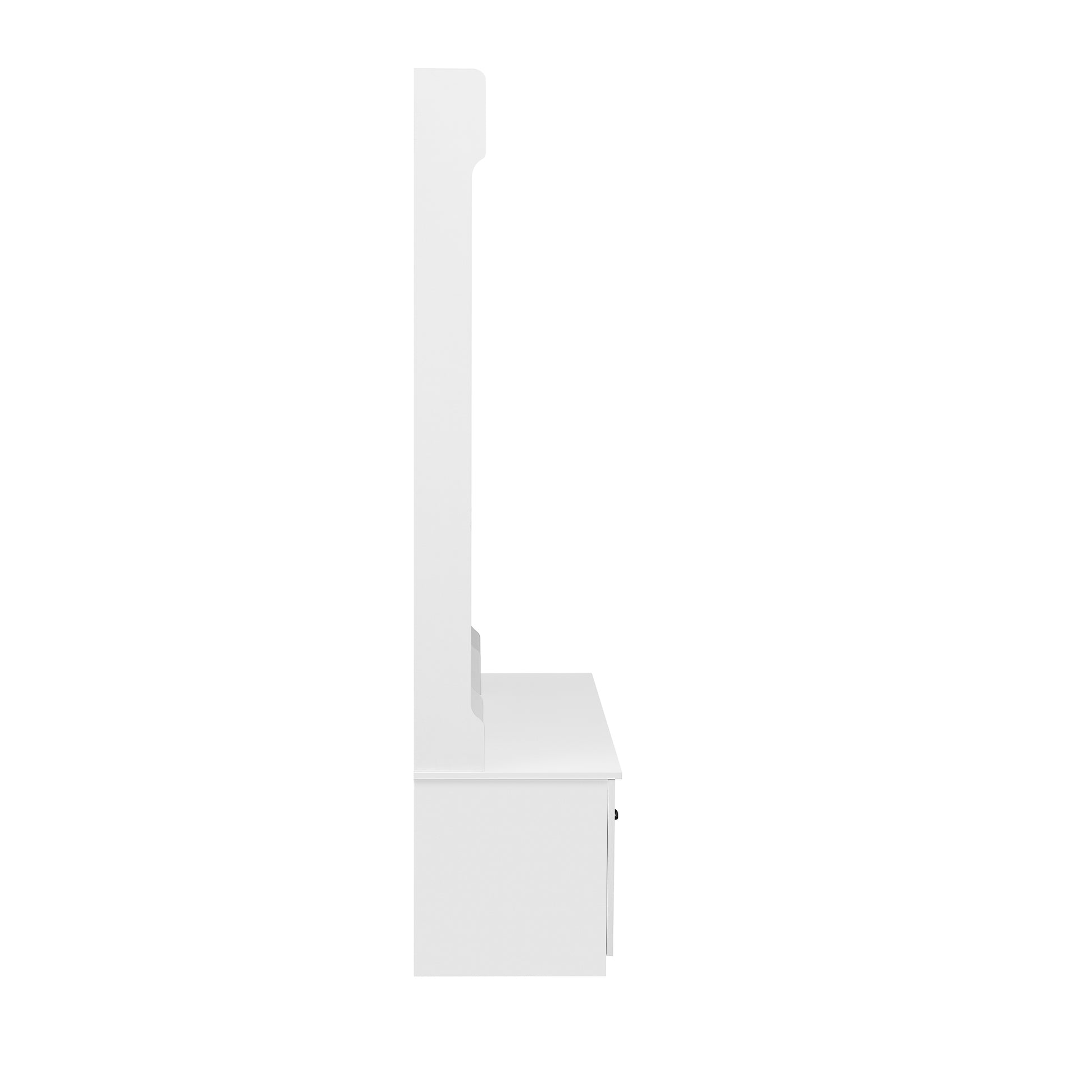 5 In 1 Entryway Bench With Coat Rack, 7 Sturdy Hooks, 2 Spacious Drawers And Adjustable Shelves, 58.8'' Wide Hall Tree With Metal Handles For Hallway, Entryway, Living Room White Mdf