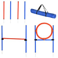 Pawhut Dog Agility Training Equipment With Easy 3 Piece Set, Dog Obstacle Course For Backyards Of Small Size, Includes Dog Hurdles, Weave Poles, Hoop Multicolor Plastic