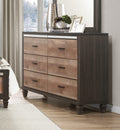 Modern Rustic Style 1Pc Dresser Of 6X Drawers 2 Tone Finish Wooden Bedroom Furniture Brown Bedroom Wood