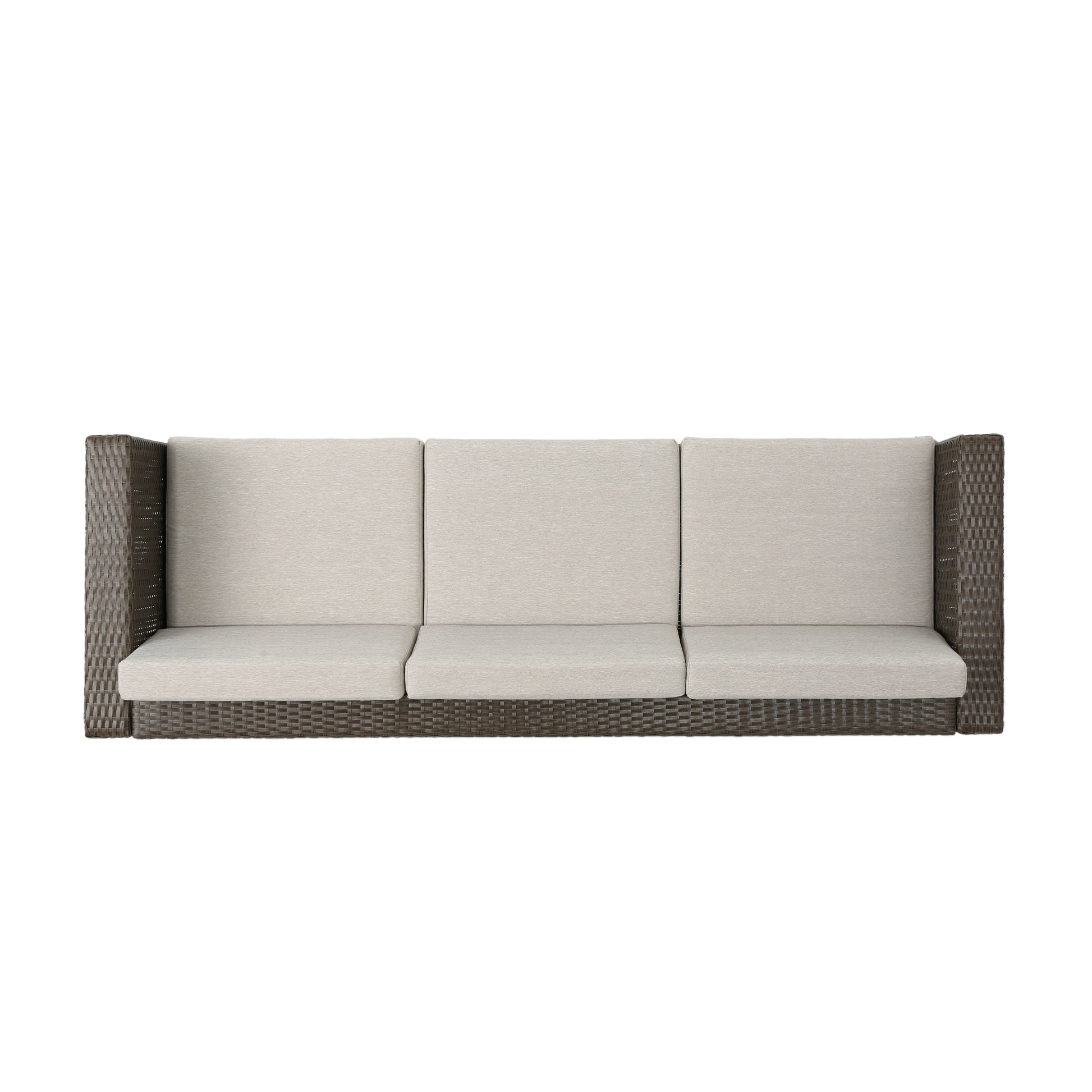 Puerta 3Seater Grey Brown Pe Rattan Iron