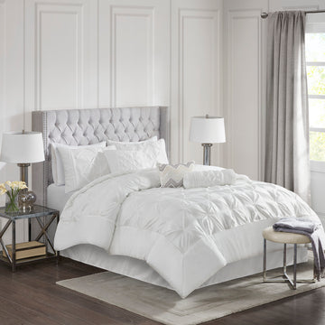 7 Piece Tufted Comforter Set White King King White Polyester