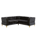 81.5 Inch Chenille Corner Sofal Shaped Sectional Couch, 5 Seater Corner Sofas With 3 Cushions For Living Room, Bedroom, Apartment, Office Black Foam Chenille 5 Seat