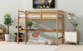 Twin High Loft Bed, Rubber Wood Loft Bed With Safety Guardrail, Built In Desk, Ladder,White Oak Twin White Oak Abs Rubber Steel Q235 ,Rubber Wood