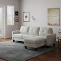 Living Room Furniture With Polyester Fabric L Shape Couch Corner Sofa For Small Space Beige Beige Foam Polyester 3 Seat