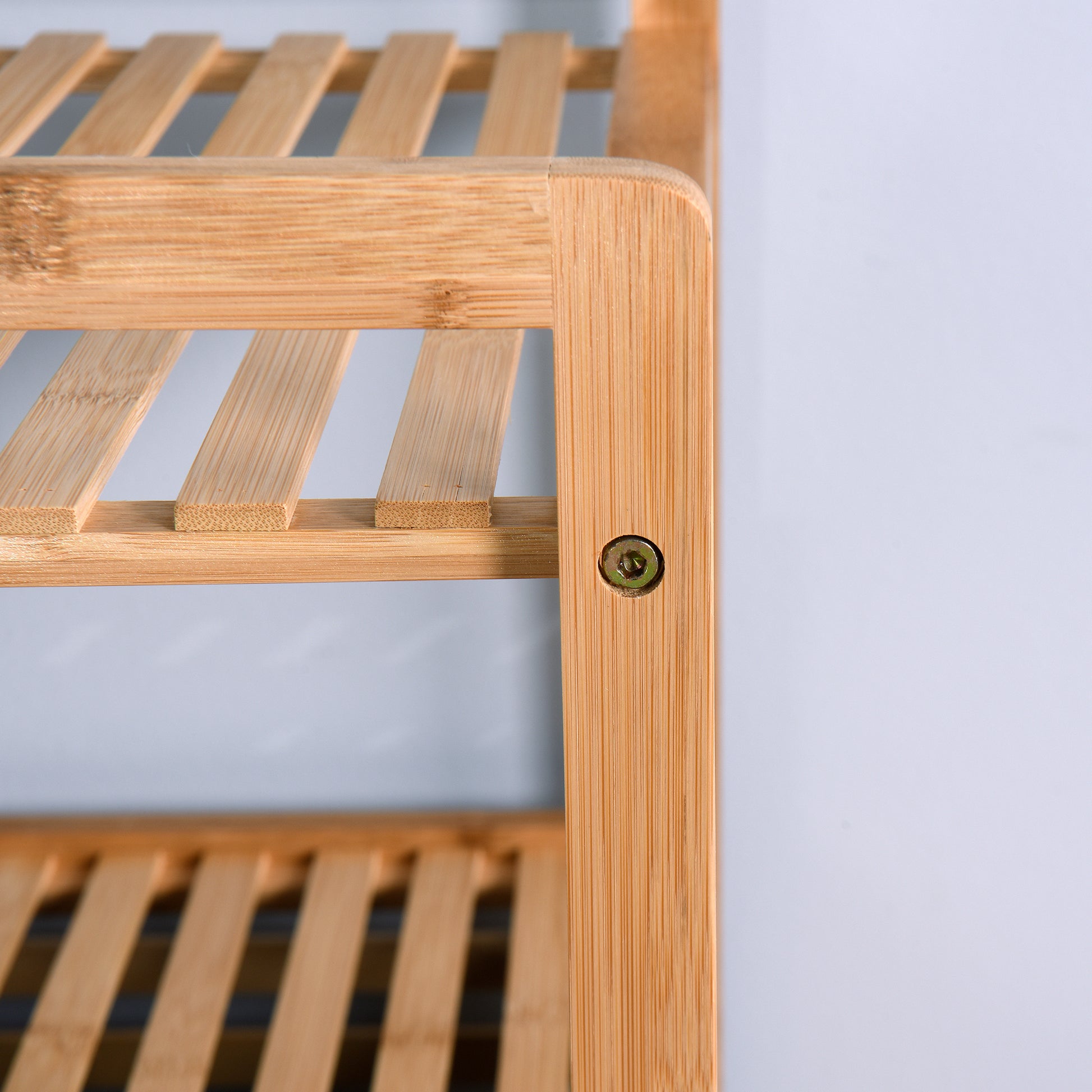 Bathroom Laundry Basket Bamboo Storage Basket With 2 Tier Shelf 17.32 X 13 X 37.8 Inch Natural Bamboo