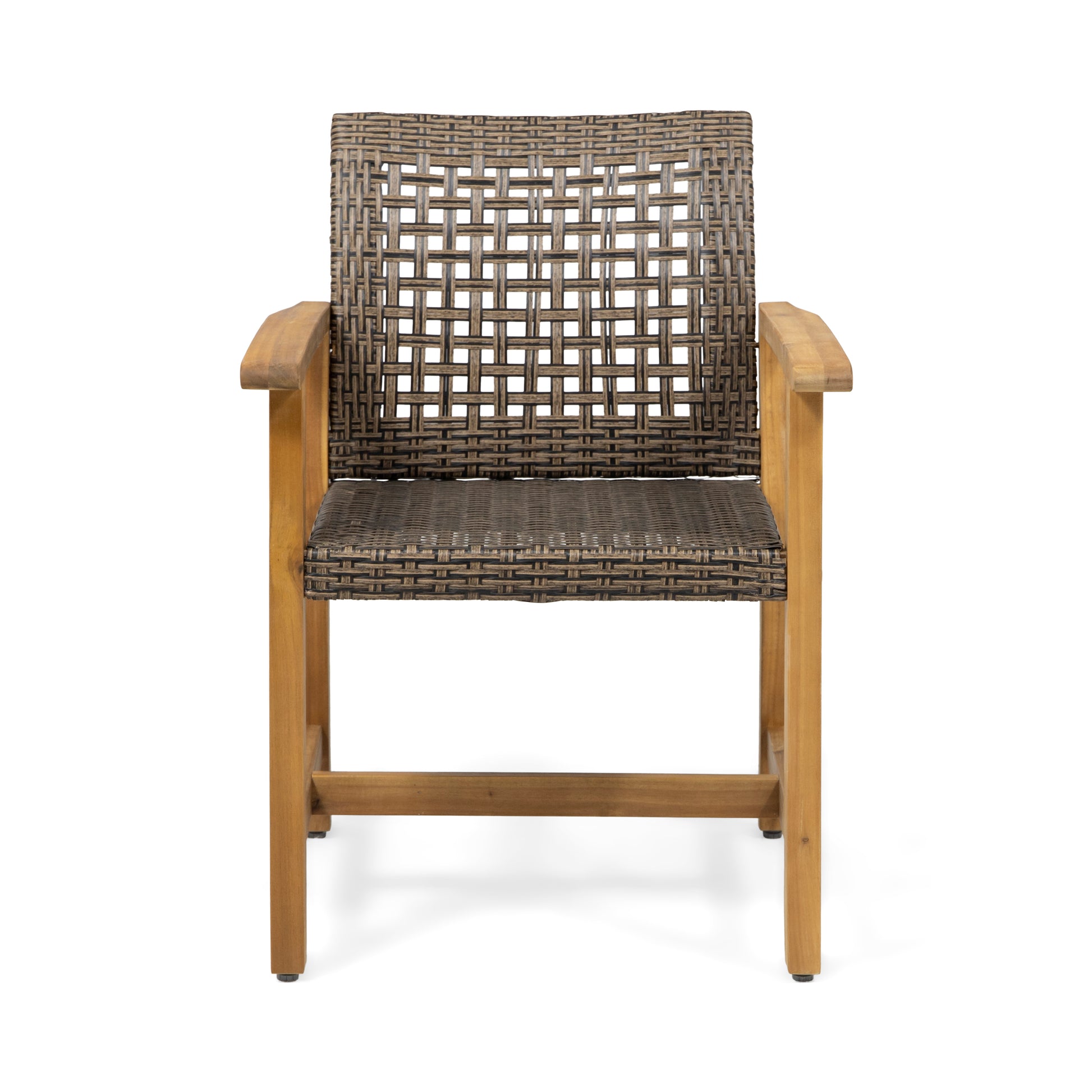 Hampton Wood And Wicker Dining Chair Set Of 2 Brown Wood Glass